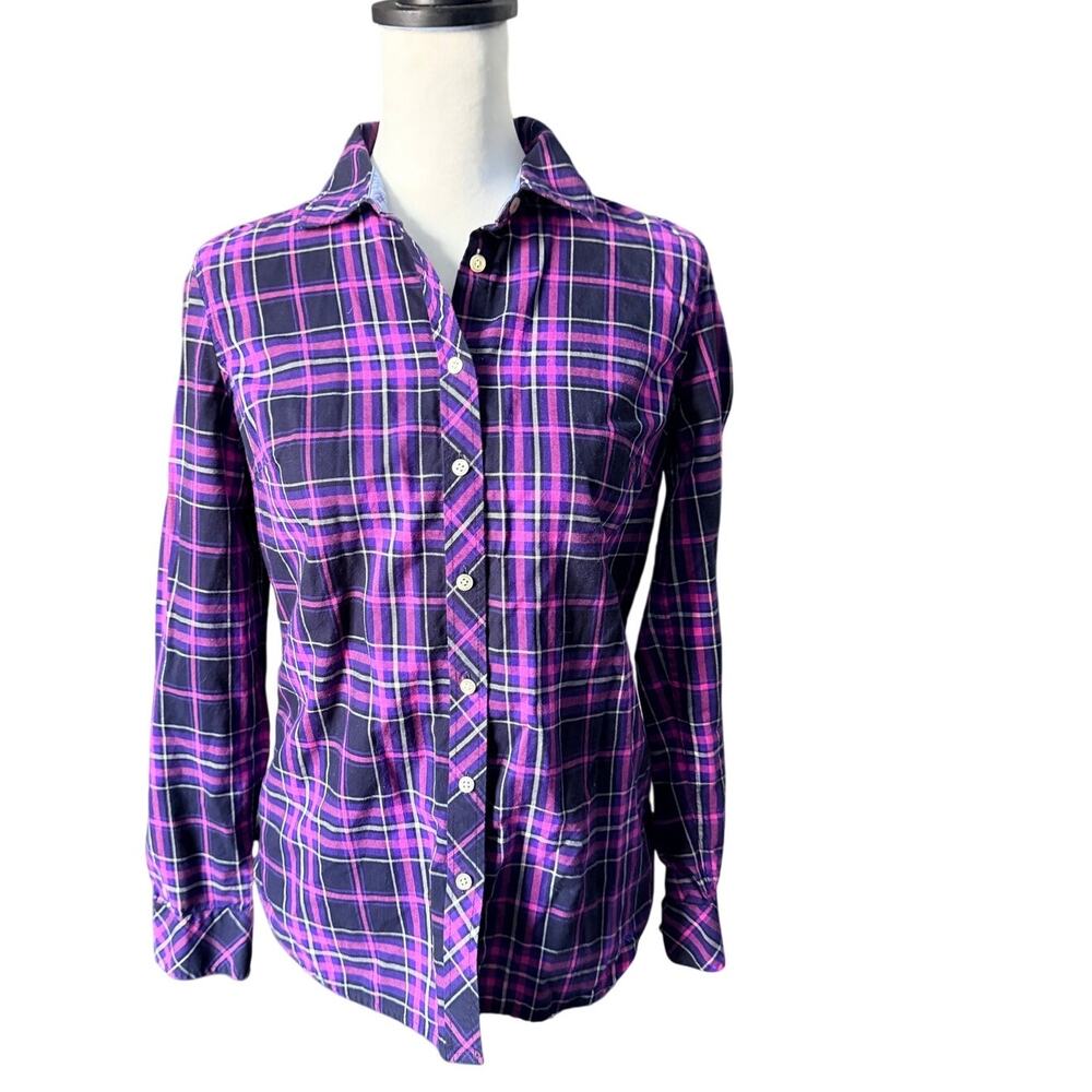 Talbots Women's Button Up Top Size Small Purple Pink White